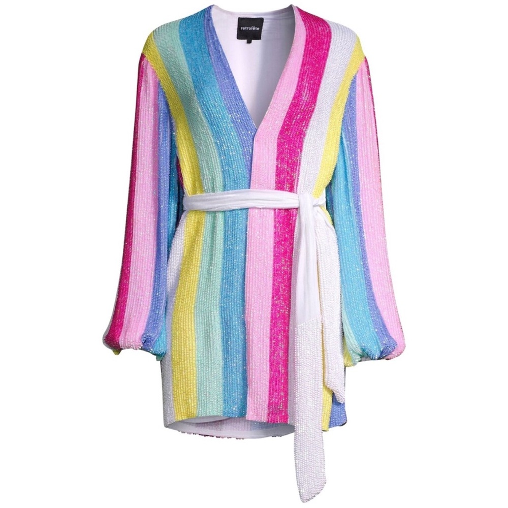 NWT Retrofête Gabriele Unicorn Stripe Sequin Dress